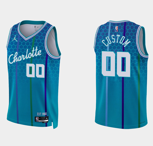Men's Blue Charlotte Hornets Active Player Custom 2021/22 75th Anniversary City Edition Stitched Basketball Jersey